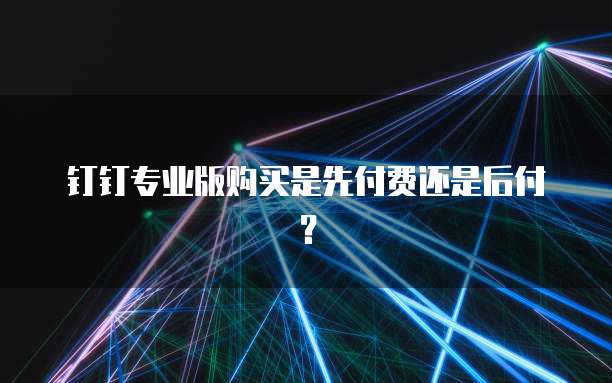 钉钉专业版购买是先付费还是后付？