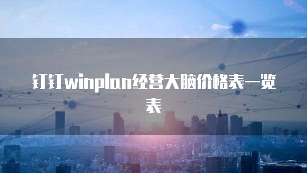 钉钉winplan经营大脑价格表一览表