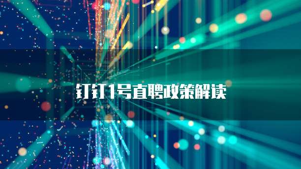 钉钉1号直聘政策解读
