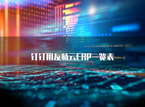 钉钉用友畅云ERP一览表