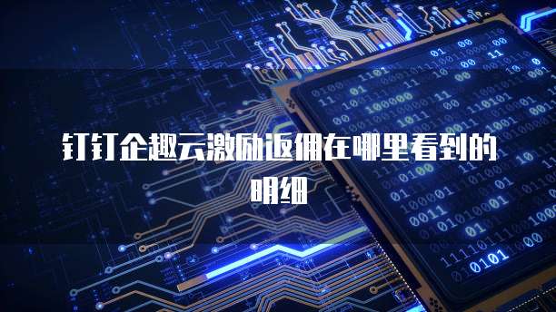 钉钉企趣云激励返佣在哪里看到的明细