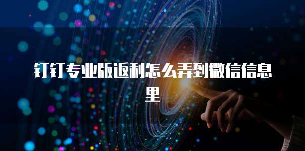 钉钉专业版返利怎么弄到微信信息里