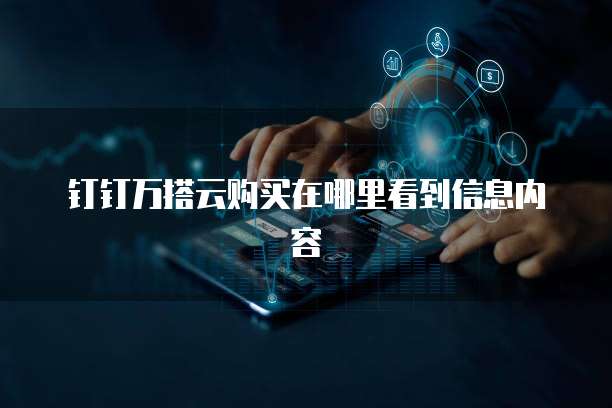 钉钉万搭云购买在哪里看到信息内容