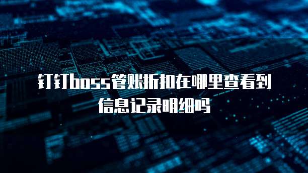 钉钉boss管账折扣在哪里查看到信息记录明细吗