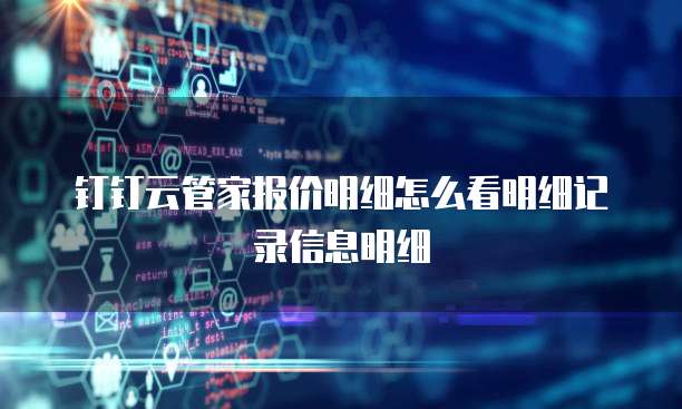 钉钉云管家报价明细怎么看明细记录信息明细