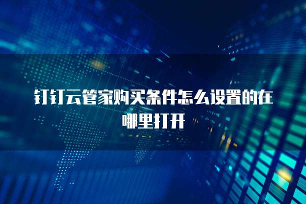 钉钉云管家购买条件怎么设置的在哪里打开