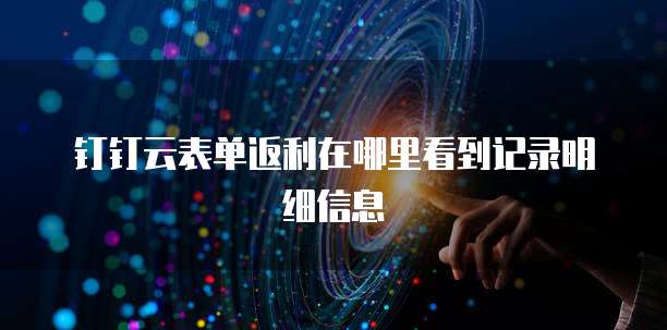 钉钉云表单返利在哪里看到记录明细信息