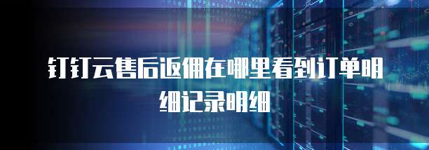 钉钉云售后返佣在哪里看到订单明细记录明细