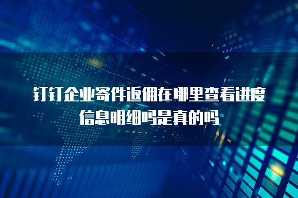 钉钉企业寄件返佣在哪里查看进度信息明细吗是真的吗