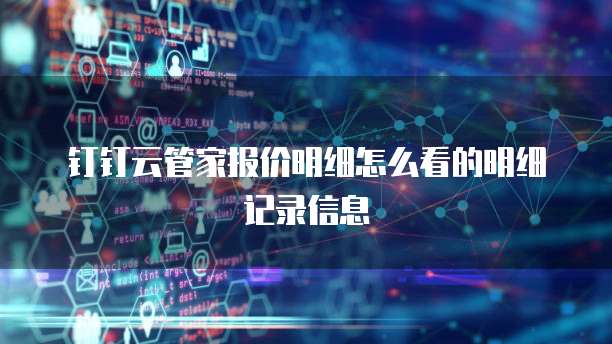 钉钉云管家报价明细怎么看的明细记录信息