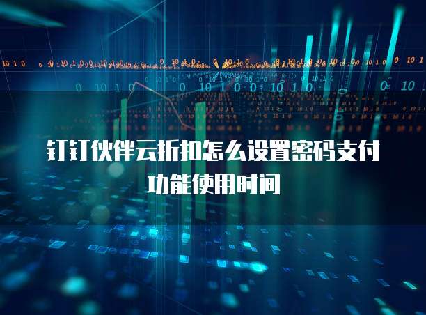 钉钉伙伴云折扣怎么设置密码支付功能使用时间