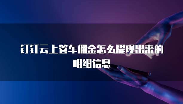 钉钉云上管车佣金怎么提现出来的明细信息