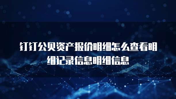钉钉公贝资产报价明细怎么查看明细记录信息明细信息