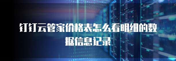 钉钉云管家价格表怎么看明细的数据信息记录