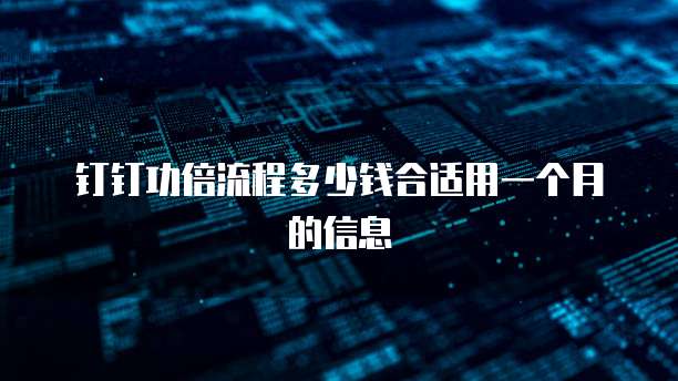 钉钉功倍流程多少钱合适用一个月的信息