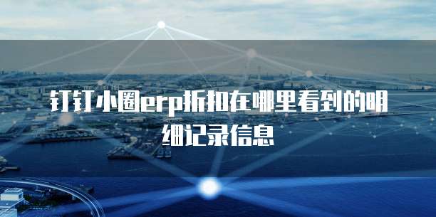 钉钉小圈ERP折扣在哪里看到的明细记录信息