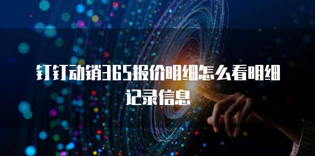钉钉动销365报价明细怎么看明细记录信息