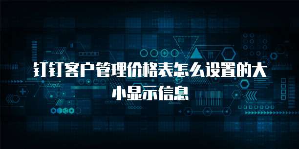 钉钉客户管理价格表怎么设置的大小显示信息