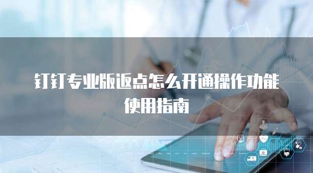 钉钉专业版返点怎么开通操作功能使用指南