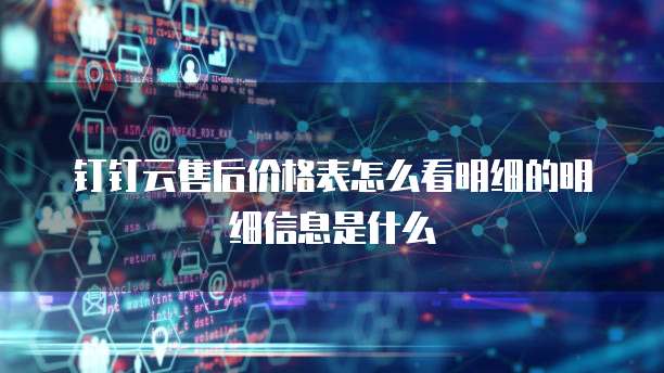钉钉云售后价格表怎么看明细的明细信息是什么