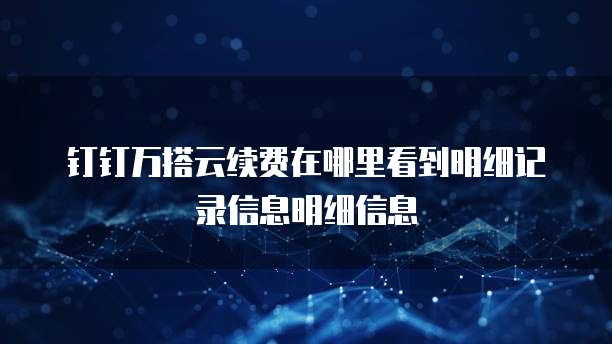 钉钉万搭云续费在哪里看到明细记录信息明细信息