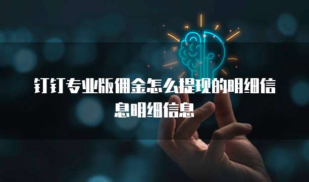 钉钉专业版佣金怎么提现的明细信息明细信息