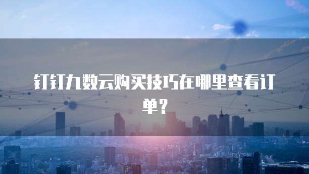 钉钉九数云购买技巧在哪里查看订单？