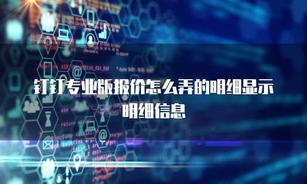 钉钉专业版报价怎么弄的明细显示明细信息