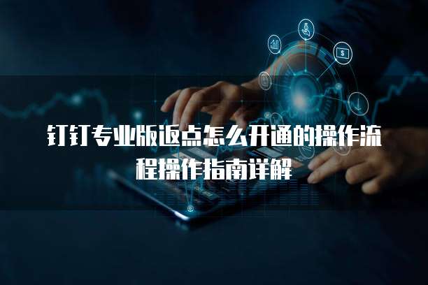 钉钉专业版返点怎么开通的操作流程操作指南详解