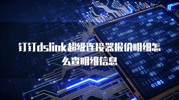 钉钉dslink超级连接器报价明细怎么查明细信息