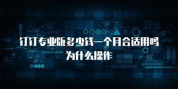 钉钉专业版多少钱一个月合适用吗为什么操作
