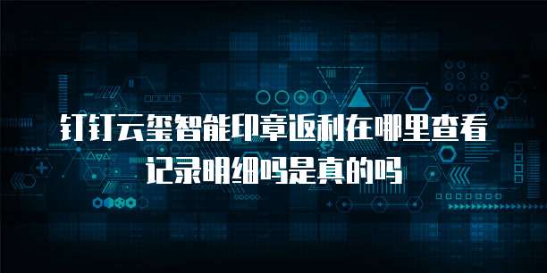 钉钉云玺智能印章返利在哪里查看记录明细吗是真的吗