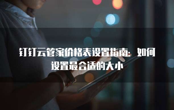 钉钉云管家价格表设置指南:如何设置最合适的大小