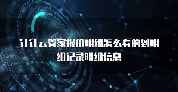钉钉云管家报价明细怎么看的到明细记录明细信息