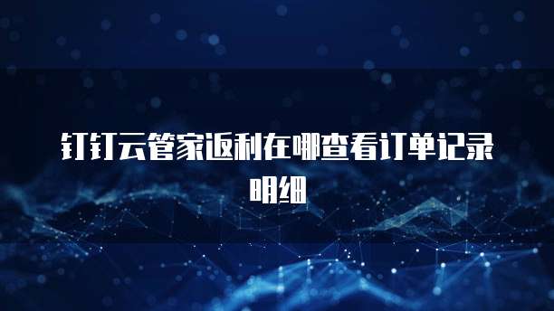 钉钉云管家返利在哪查看订单记录明细