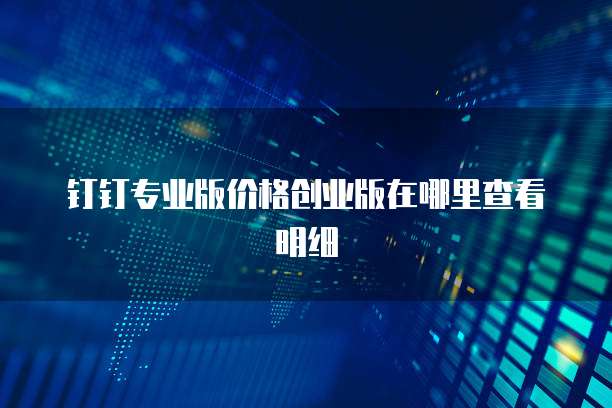 钉钉专业版价格创业版在哪里查看明细