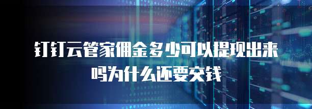 钉钉云管家佣金多少可以提现出来吗为什么还要交钱