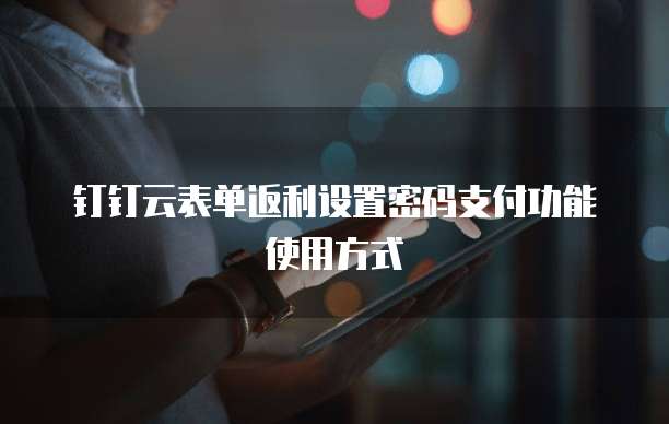 钉钉云表单返利设置密码支付功能使用方式