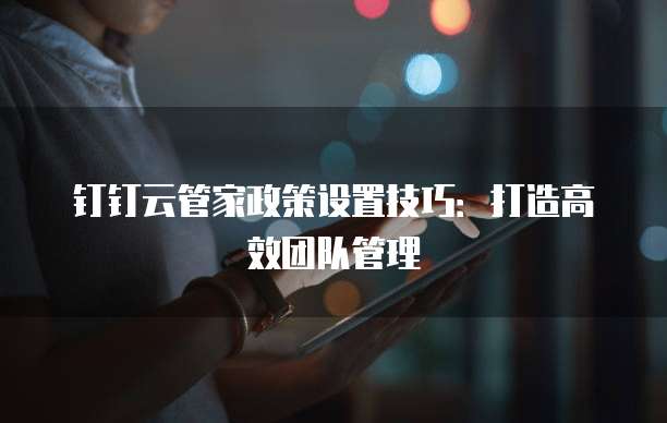 钉钉云管家政策设置技巧：打造高效团队管理