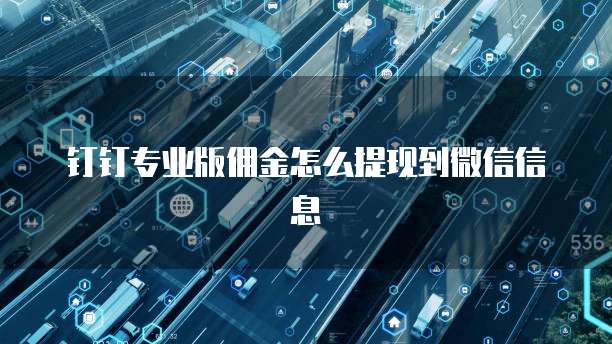钉钉专业版佣金怎么提现到微信信息
