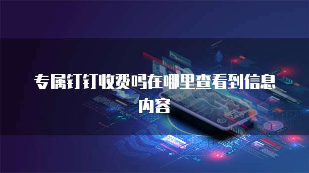 专属钉钉收费吗在哪里查看到信息内容