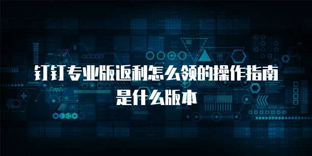 钉钉专业版返利怎么领的操作指南是什么版本