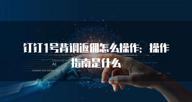 钉钉1号背调返佣怎么操作：操作指南是什么