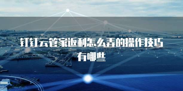 钉钉云管家返利怎么弄的操作技巧有哪些