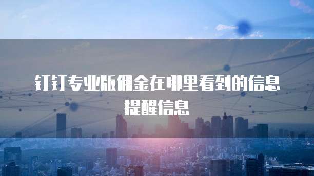 钉钉专业版佣金在哪里看到的信息提醒信息