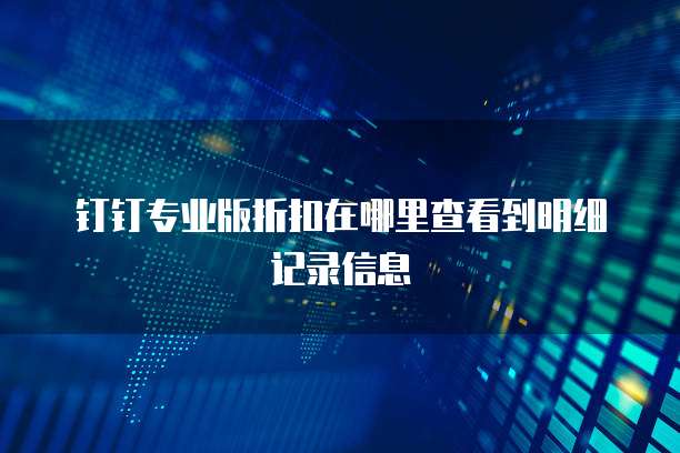 钉钉专业版折扣在哪里查看到明细记录信息