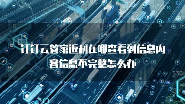 钉钉云管家返利在哪查看到信息内容信息不完整怎么办
