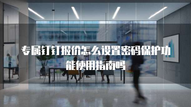 专属钉钉报价怎么设置密码保护功能使用指南吗