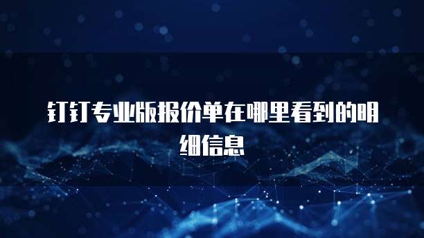 钉钉专业版报价单在哪里看到的明细信息