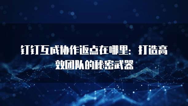 钉钉互成协作返点在哪里:打造高效团队的秘密武器
